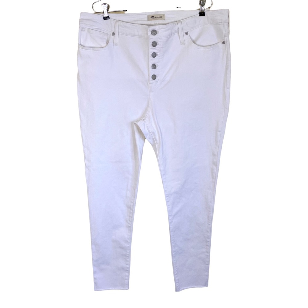 Madewell 9 inch Mid Rise Skinny White Raw Hem Crop Ankle Jeans 35